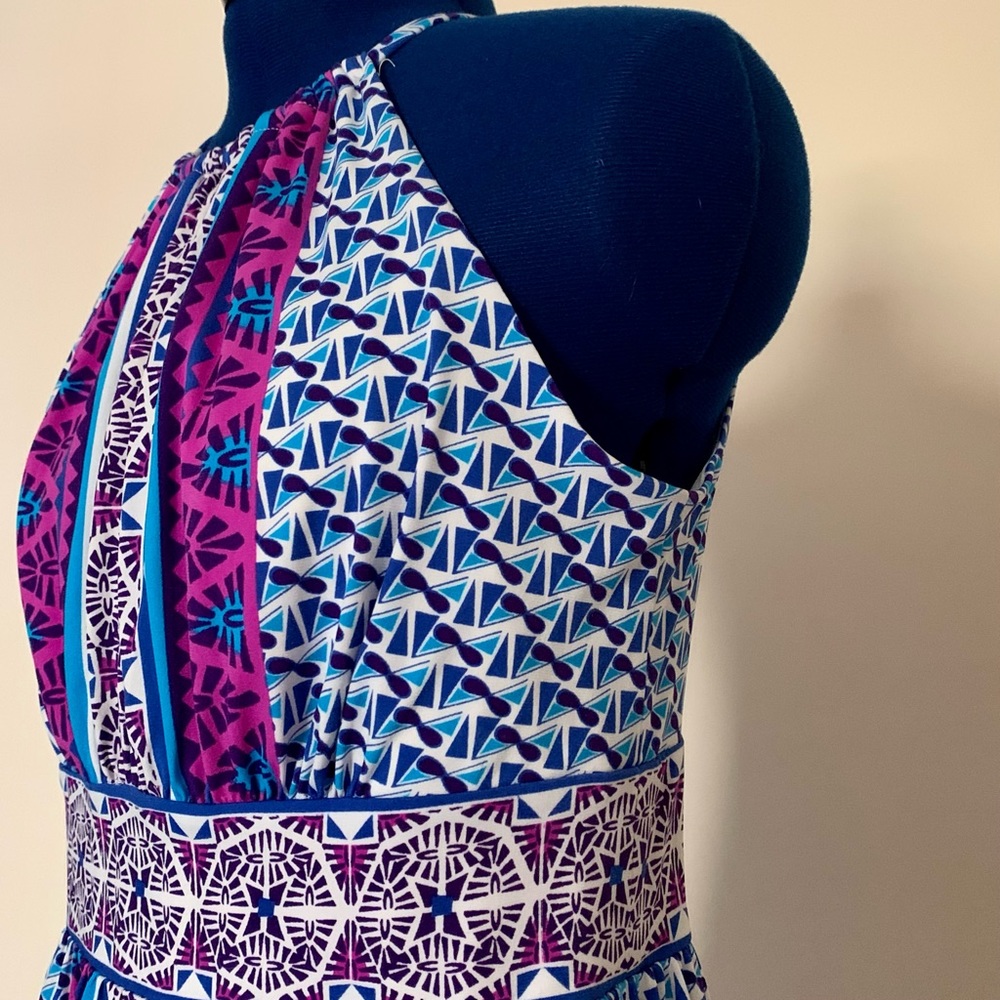 Maggy London Colorful Halter-Neck Geometric Dress 8 - Picture 5 of 9